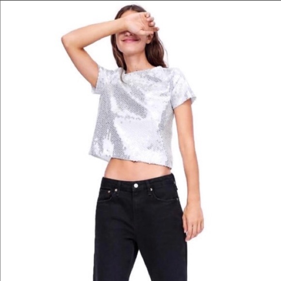 white sequin blouse